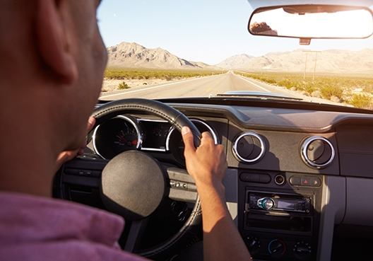 man holding a steering wheel